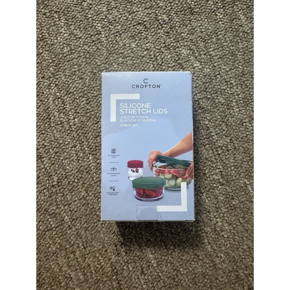 Crofton Silicone Stretch Lids Set of 3 Bowl Covers Food Storage Lids NIB